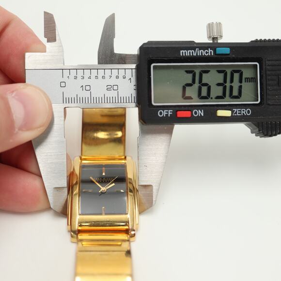 Joan Rivers Gold Tone Black Dial Womens Tank Watch Cuff Bracelet w New Battery - Picture 2 of 13